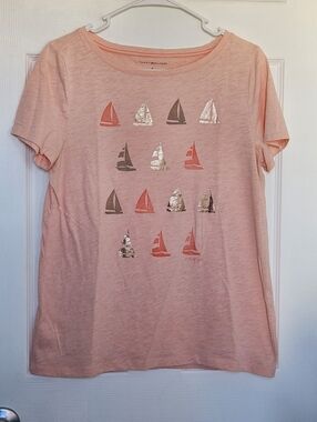 Tommy Hilfiger Peach Short Sleeve Sailboat Graphic Tee